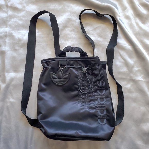ADIDAS Black Satin Mini Backpack - Picture 1 of 4